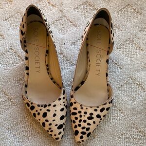 Sole Society Tan and Black Spotted Heels